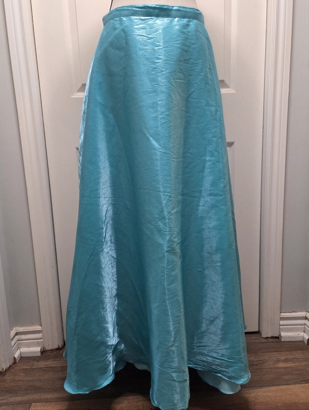 Icy Mint Turquoise Satin A-Line Maxi Skirt Frozen Princess Elsa